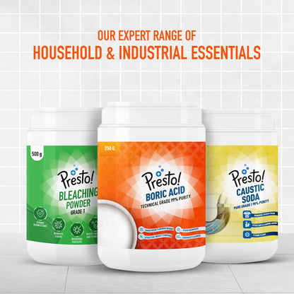 Presto! Boric Acid Powder | 250 Gram | Technical Grade 99% Pure | Multipurpose Use for Pest Control, Cleaning, & Carrom Board