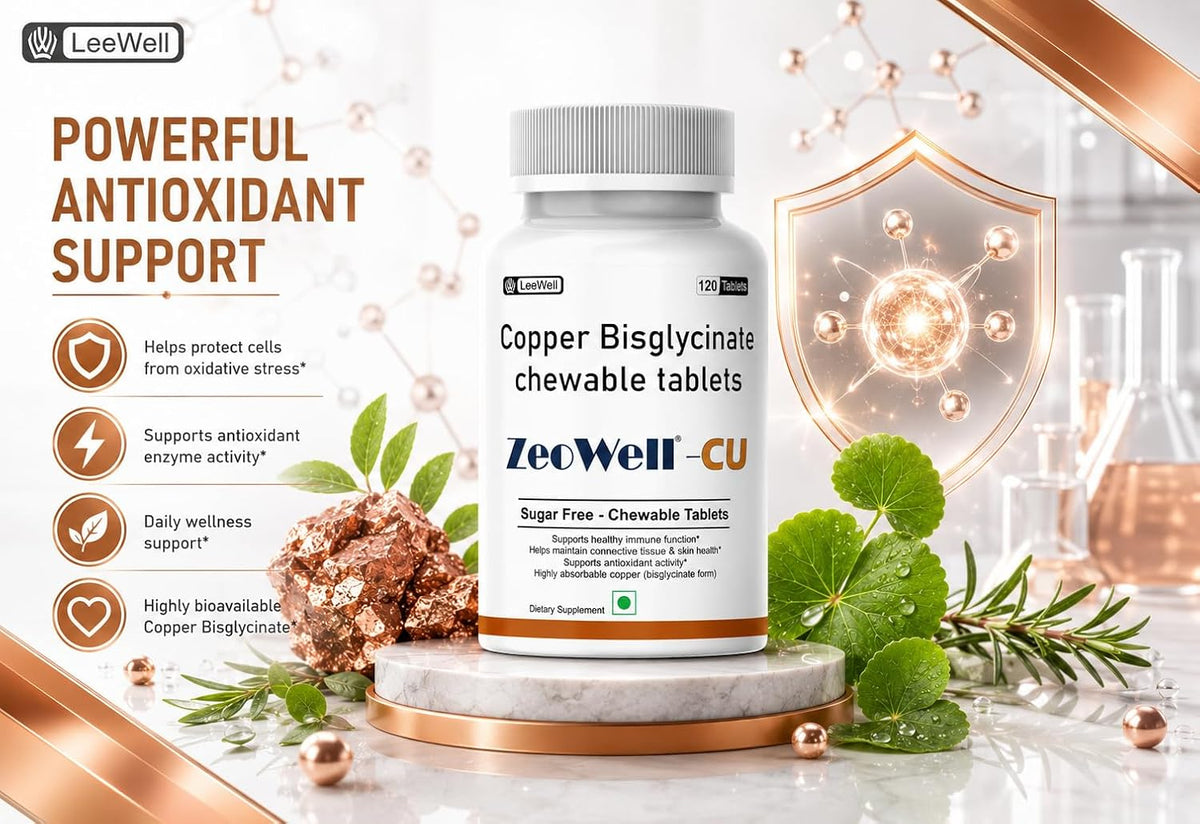 ZEOWELL CU (LeeWell) Copper Bisglycinate Supplement, 120 Tablets