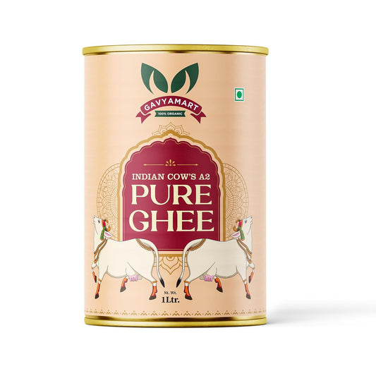 Gavyamart Indian A2 Cow Ghee 100% Pure Non GMO - Made of kankrej Organic Cow Ghee (1L)