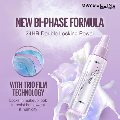 Maybelline New York Super Stay Double Fixer Setting Spray | 24HR Wear, Hydrating Spray