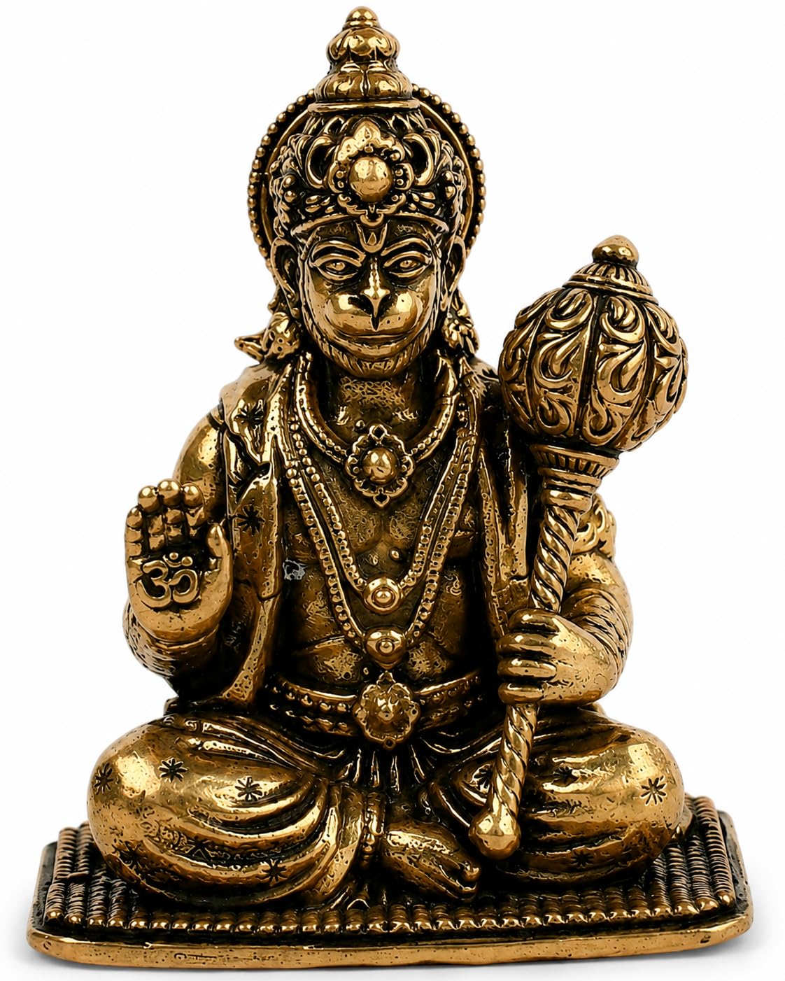 2 Inch Hanuman Brass Murti for Home Temple, Bajrangbali Idol for Pooja Room, Office Desk & Car Dashboard, Brass God Statue for Strength, Courage, Positive Energy & Spiritual Décor