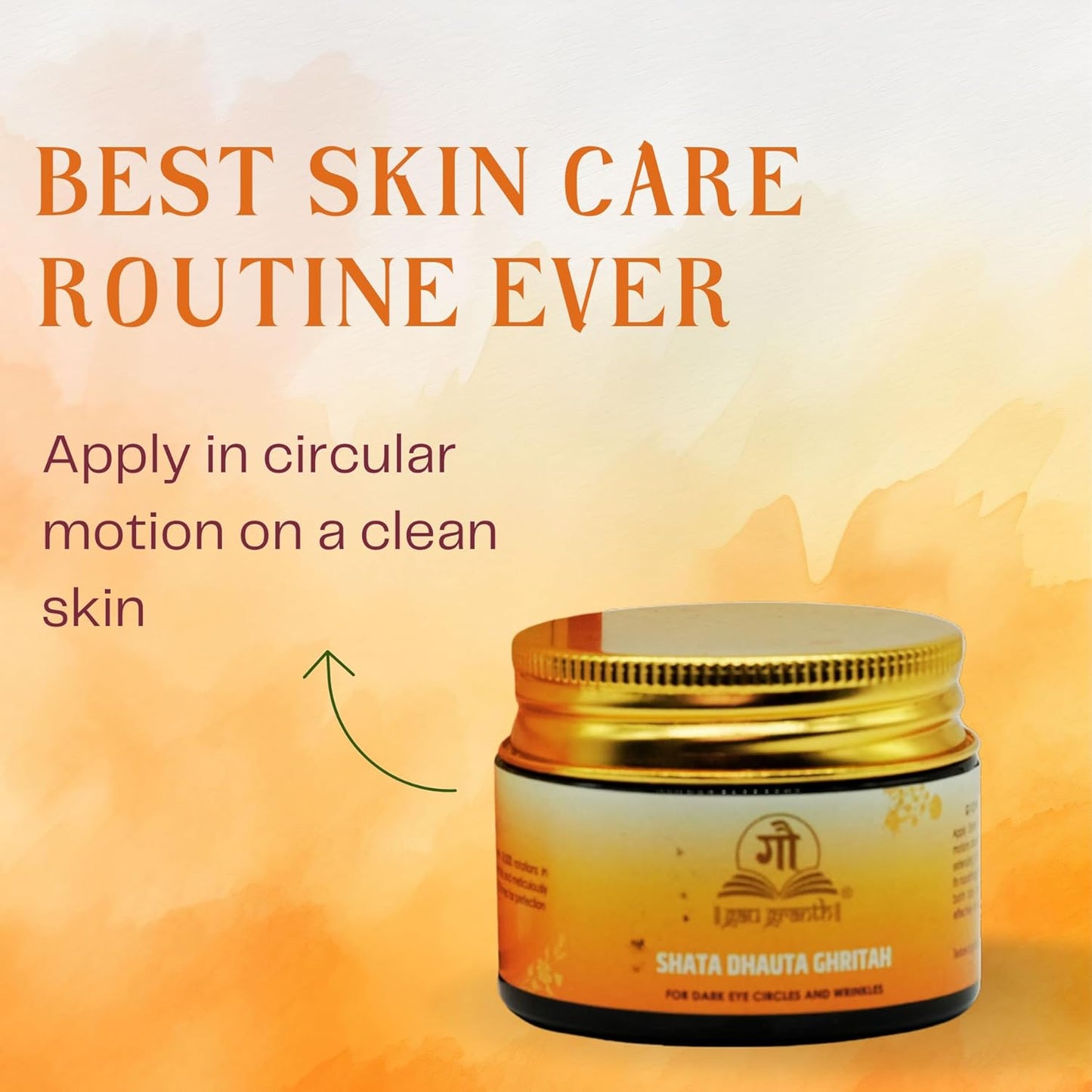 GauGranth Shata Dhauta Ghritah Dark Eye - 40G (Pack Of 1) | Wrinkle Free | |Natural Desi Ghee Skin Moisturizer |Night cream | Even Skin glow | Nourishing & Moisturising | Anti Aging Ayurveda Cream