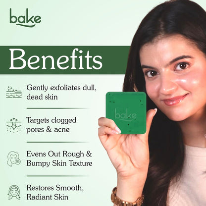 BAKE 10% AHA + 1% BHA Scrub Treatment Soap with Lactic Acid, Glycolic Acid, 1% Salicylic Acid | For Clogged Pores, Exfoliation, Strawberry Skin & Bright Underarms | Soap for Women & Men | 100g x 2