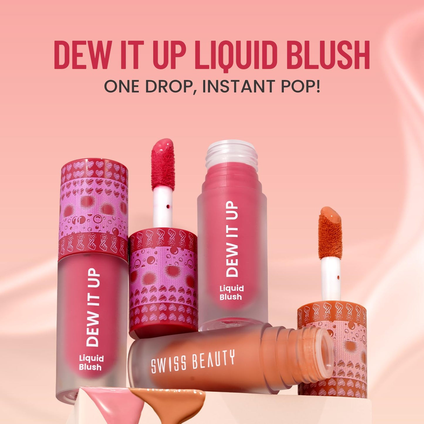 Swiss Beauty Dew It Up Liquid Blush | Dewy Finish| High Colour Payoff | Hydrating | With Vitamin E & C | Shade- 1. Peach Fuzz, 4ml