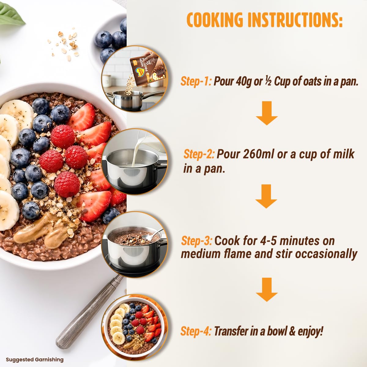 Sundrop Heart High Protein Oats| 27g Protein| Zero Added Sugar| Whey Protein Added| 12.6g Fibre| 500g| Chocolate| Added Seeds, Almonds & Raisins
