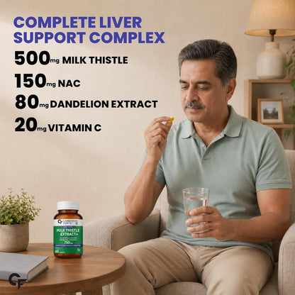 Carbamide Forte Milk Thistle Tablets | Liver Detox Supplement with NAC, Dandelion & Vitamin C | NAC Supplement to support Liver Health & Digestion - 60 tablets