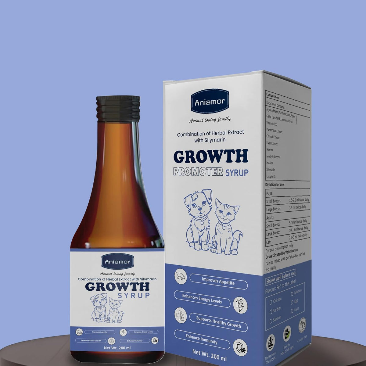 Aniamor Growth Promoter Syrup for Dogs and Cats||Pets Supplement|All Life Stage|200ml Bottle