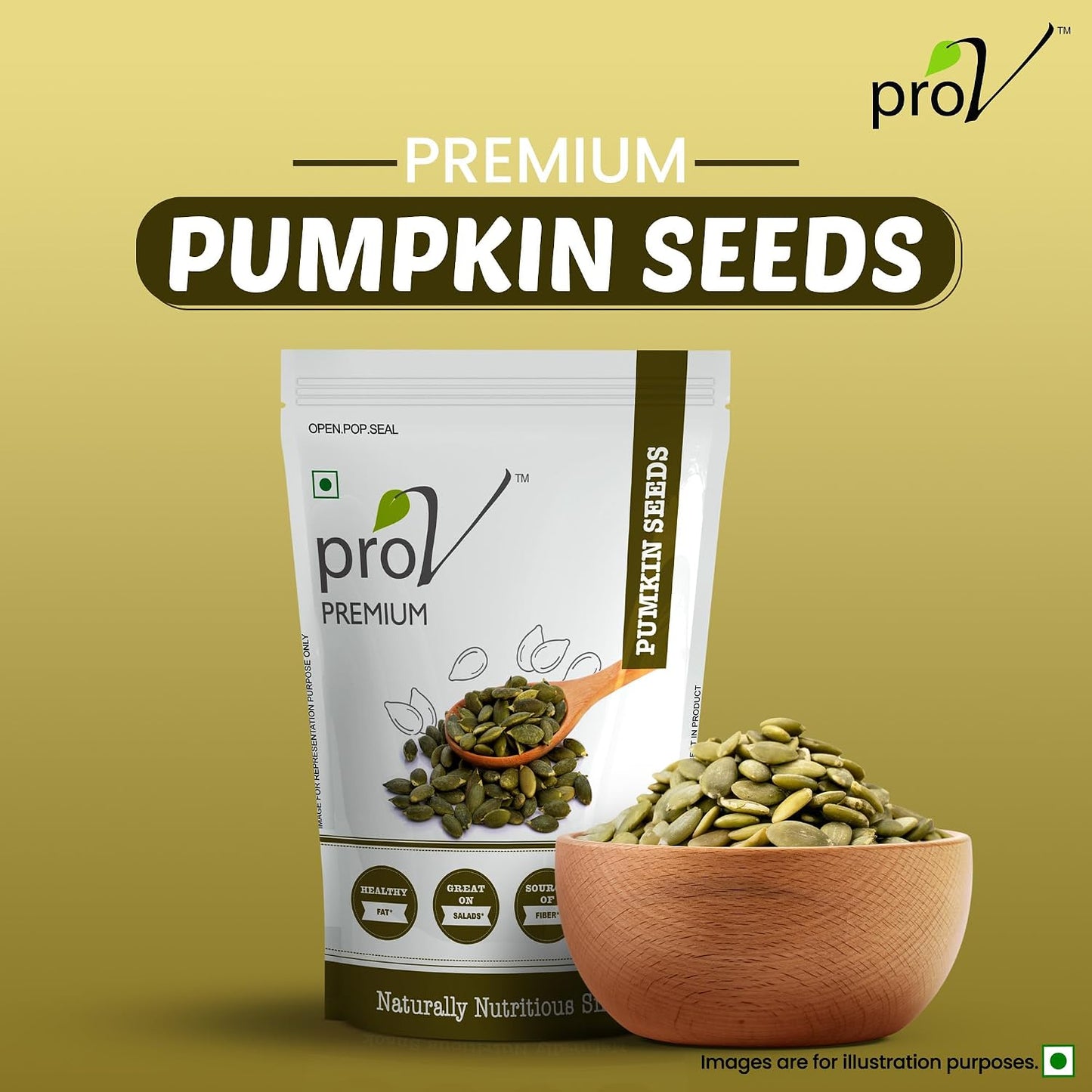 ProV Premium Pumpkin Seeds | 250g | High Protein & Fiber | No Cholesterol, No Added Sugar | Kaddu Beej Snack