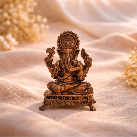 Pure Copper Ganeshji (Ganesha) Murti | Handcrafted Copper Idol for Pooja Room, Vastu Decor | Traditional & Auspicious Religious Hindu God Showpiece & Gift Item | 100gm (6x4 cm)