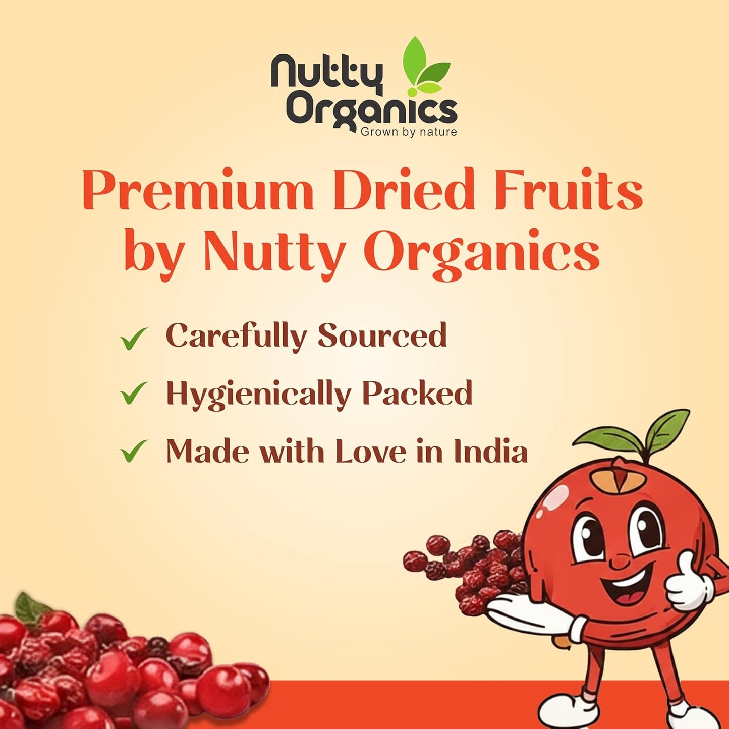 Nutty Organics Dried Cranberry, No Refined Sugar, 100% Natural, Rich in Antioxidants, High in Vitamin C, 200g
