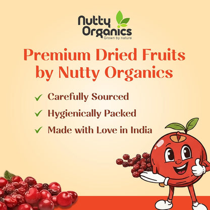 Nutty Organics Dried Cranberry, No Refined Sugar, 100% Natural, Rich in Antioxidants, High in Vitamin C, 200g