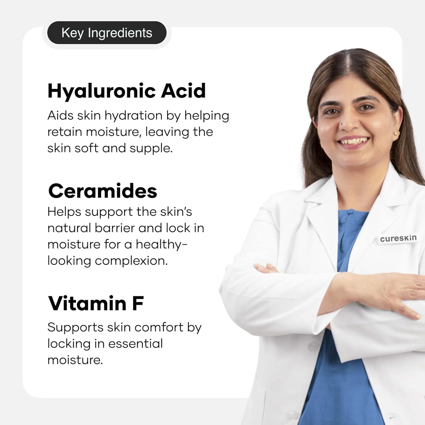 Cureskin Ceramide Moisturiser SPF 40 PA+++ Skin Barrier Repair Face Moisturizer for Men and Women | Hyaluronic Acid Moisturizer for Face | Anti Aging Cream for Women and Men
