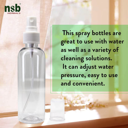 nsb herbals 100 ml Transparent Plastic Empty Refillable Reusable Fine Mist Spray Bottle Container For Sanitizer, Perfume, Rose Water, Travel, Home Care, Other Diy (Pack Of 3)