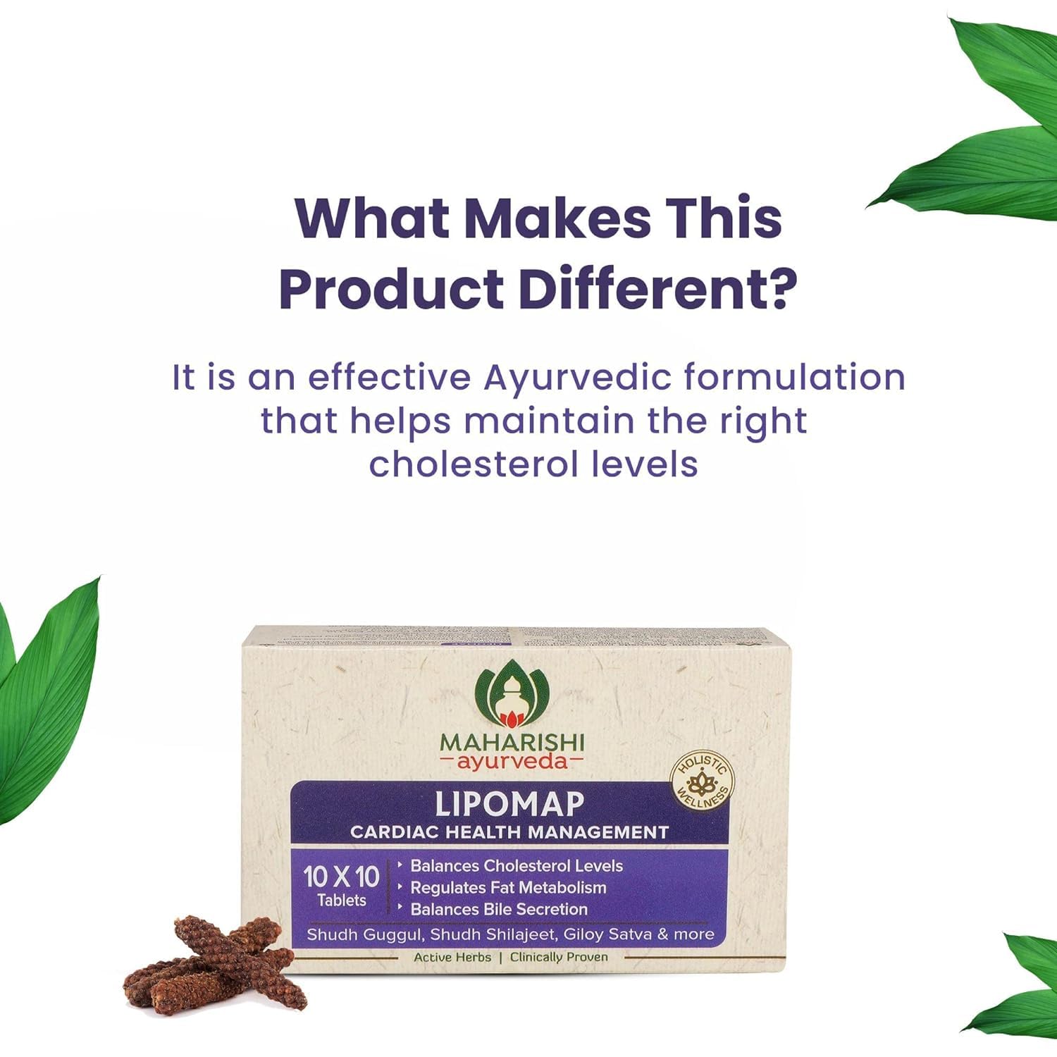 Zephivo Maharishi Ayurveda Lipomap | Ayurvedic Medicine for Cholesterol Management| Highly Effective Herbs | Assists in managing daily stress | 40 Tablets
