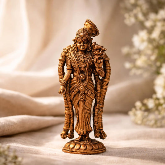 Pure Copper Andal Devi Murti | Handcrafted Copper Idol for Pooja Room, Vastu Decor | Traditional & Auspicious Religious Hindu God Showpiece & Gift Item | 55gm (6.5x2.5 cm)