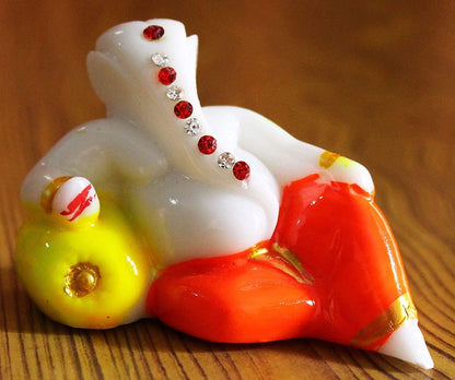 Ganesha Idol Sleeping Position for Home Decor Polyresin Material, Suitable for car Dashboard, Home, Table/Showpiece for Living Room 4x4 Inch/5 cm, Multicolour