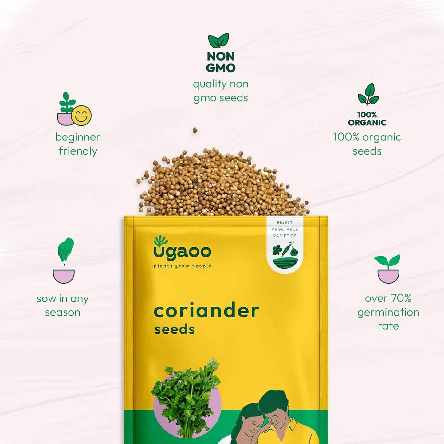 UGAOO Coriander Vegetable Seeds (Green, Pack of 6g)