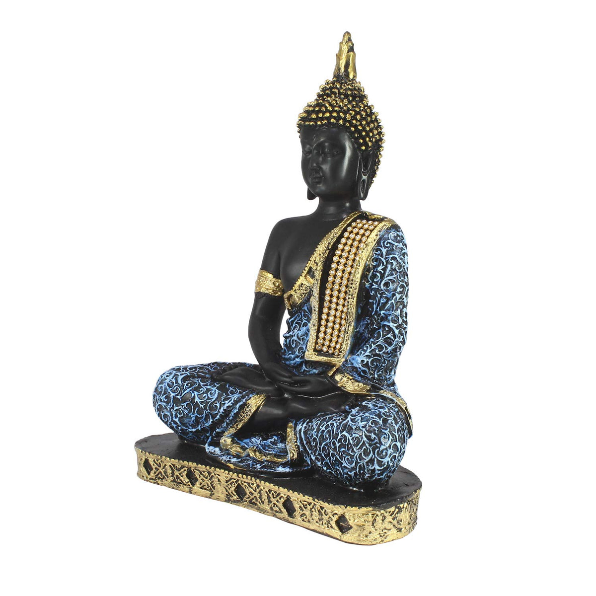 Buddha Showpiece (22cm x 16 cm x 6 cm, Blue) - Polyresin