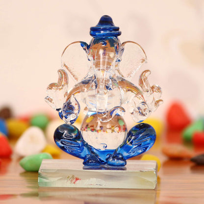 Blue and Transparent Double Sided Crystal Car Ganesha Showpiece
