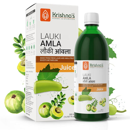 Krishna's Lauki Amla Juice - 500 ml | Fresh Lauki and Cold Pressed Amla Juice | Strengthens Digestive System| Helpful in sugar levels