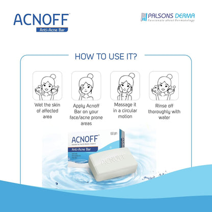 ACNOFF Anti-Acne Bar 100 gm | For Skin prone to Acne & Blemishes | Specially Formulated for Oily Skin | Unclogs Pores | Effective Cleansing without causing Dryness or Irritation