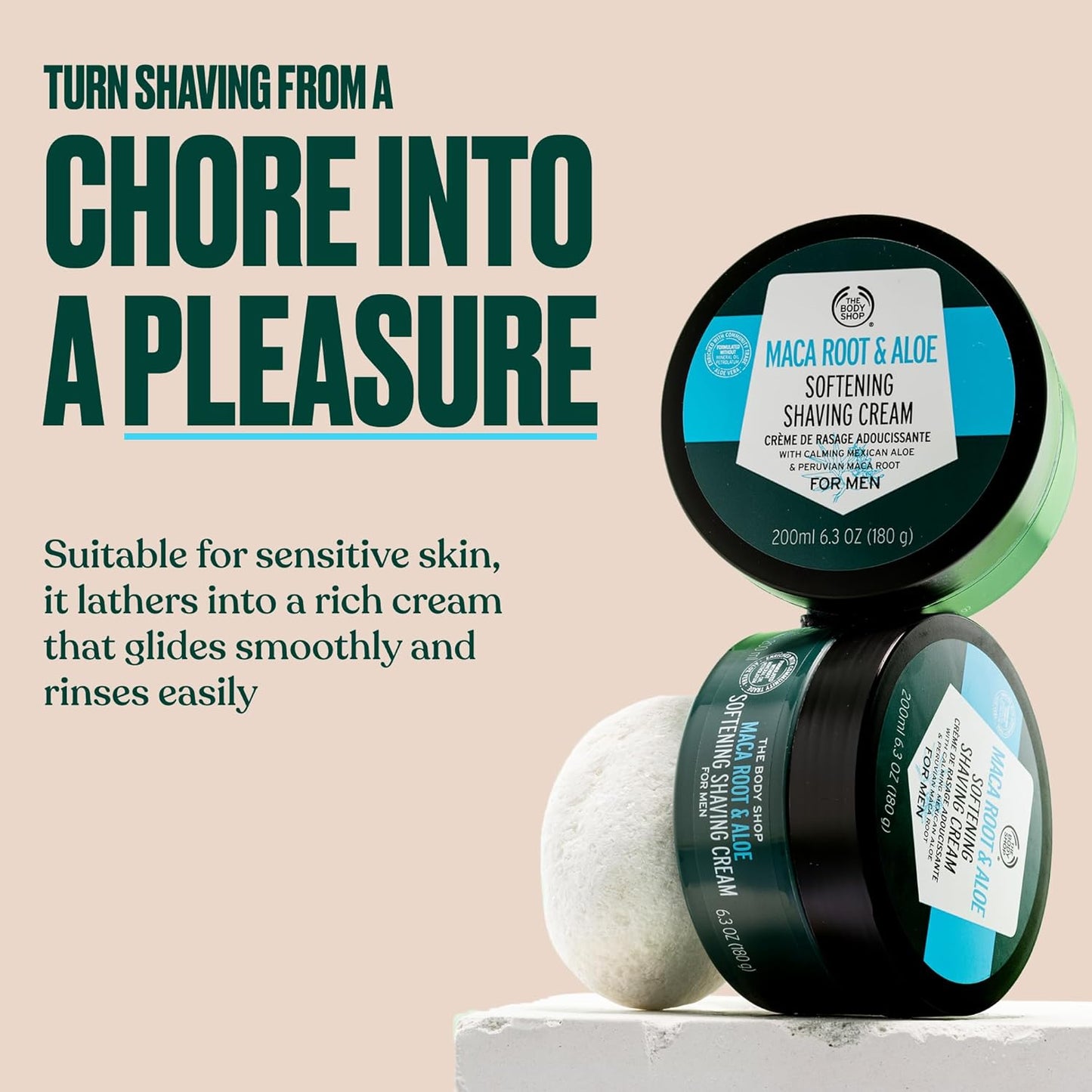 The Body Shop Maca Root & Aloe Softening Shaving Cream for Men - Feel Refreshed And Moisturised