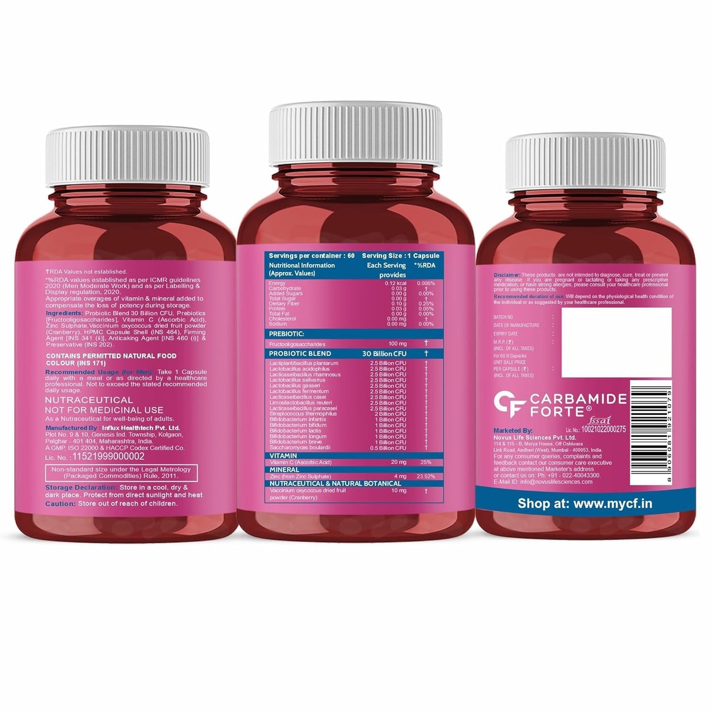 Three bottles of Carbamide Forte on a white background
