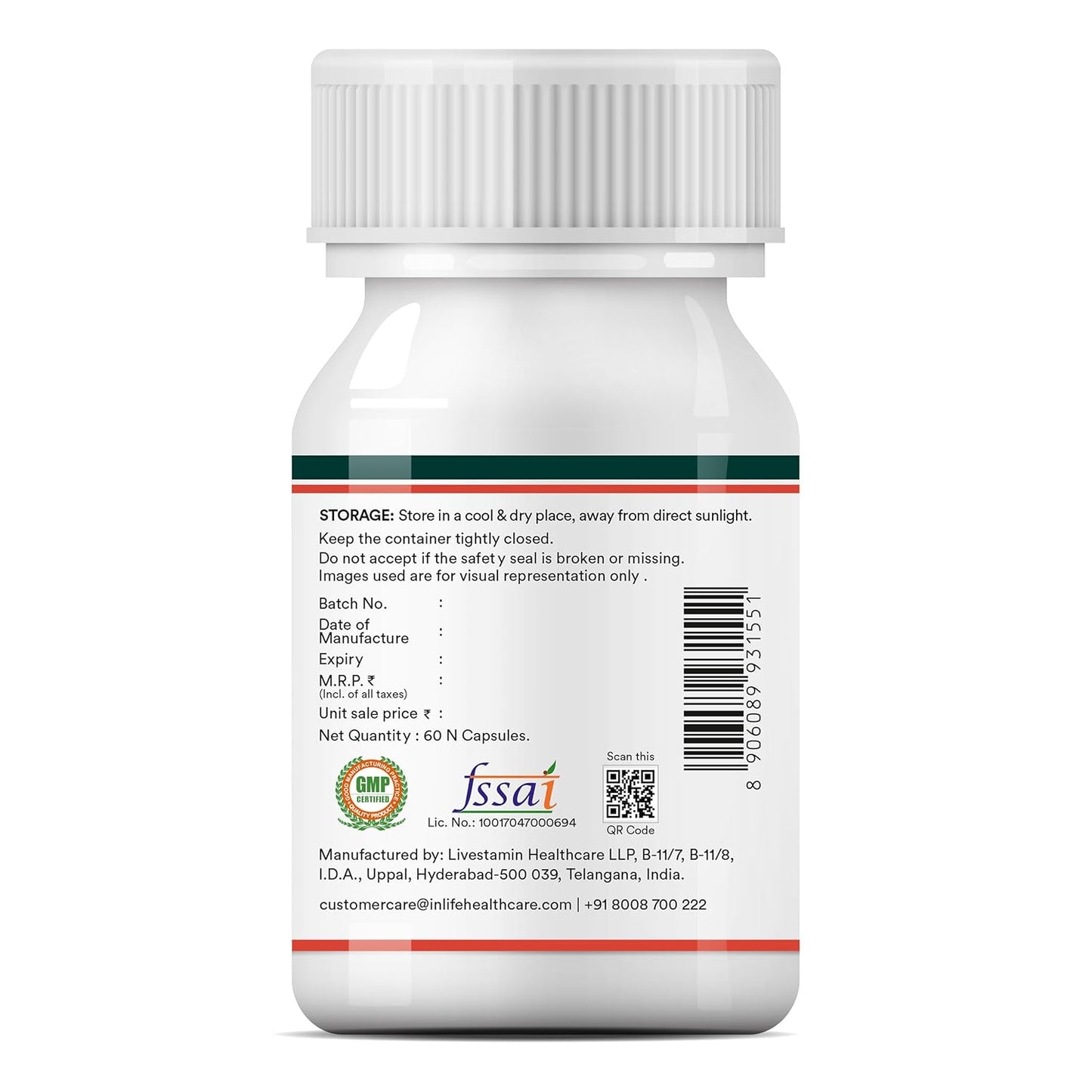 INLIFE Coenzyme Q10 (COQ10) -200mg with Bioperine 8mg Supplement|supports High Absorption|(Pack of 1) - 60 Vegetarian Capsules.