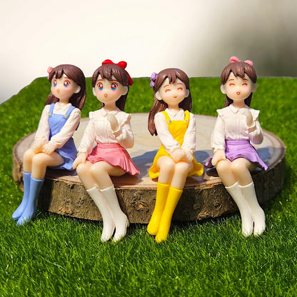 Miniature Cute Girls Figurine Set of 4 – Adorable PVC Mini Statues for Miniature Garden, Dollhouse Decor, Terrariums, Fairy Gardens & Cute Gifting