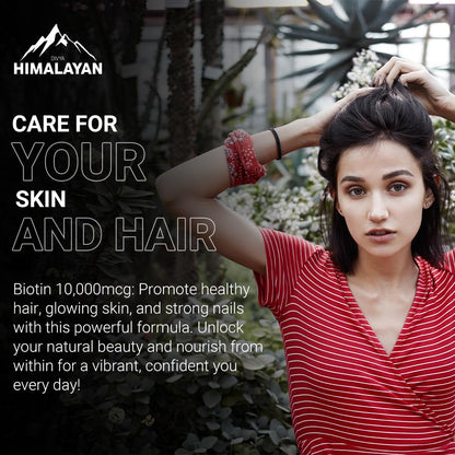 Divya Himalayan Biotin 10,000 MCG | Hair, Skin & Nail Support | 60 Vegan Capsules | High Potency | Non-GMO, Gluten-Free