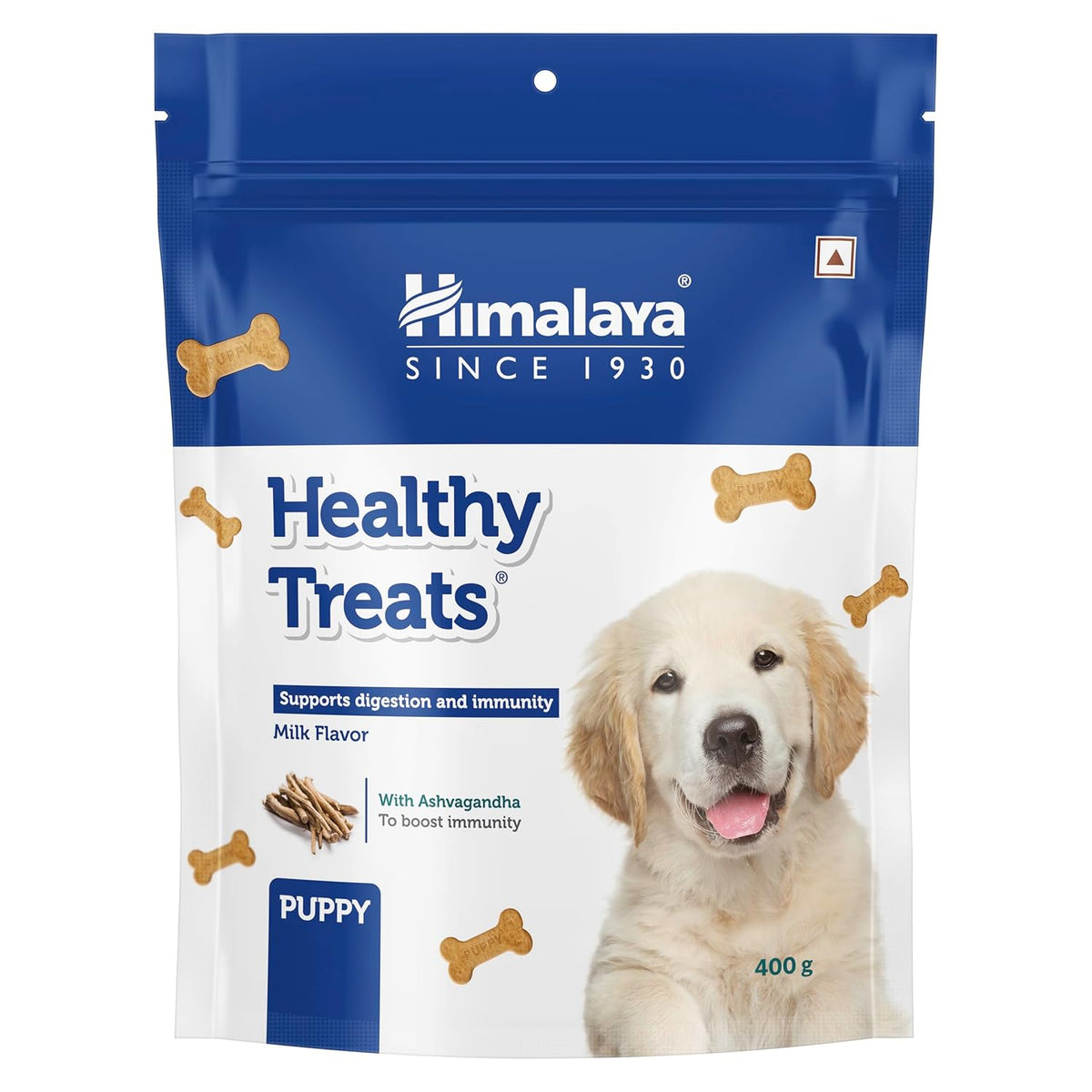 Himalaya Healthy Treats for Puppies | Milk | 400g | with Ashwagandha & Fennel Seeds | Tasty & Digestive Puppy Snack