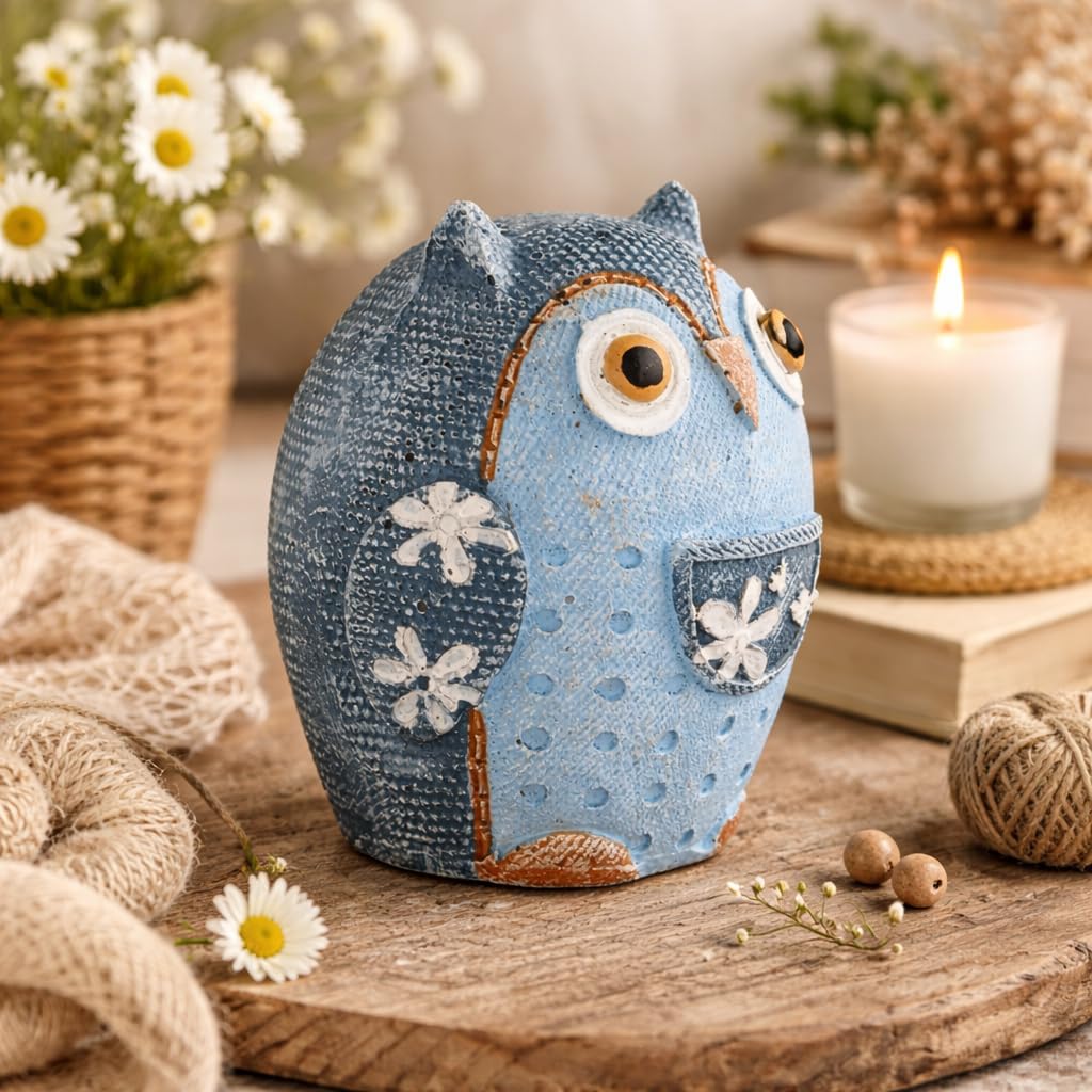 Owl Showpieces for Home Decor Resin Owl Figurine for Good Luck Decorative Items for Home Decor, Living Room, Bedroom, Table & Car Deshboard