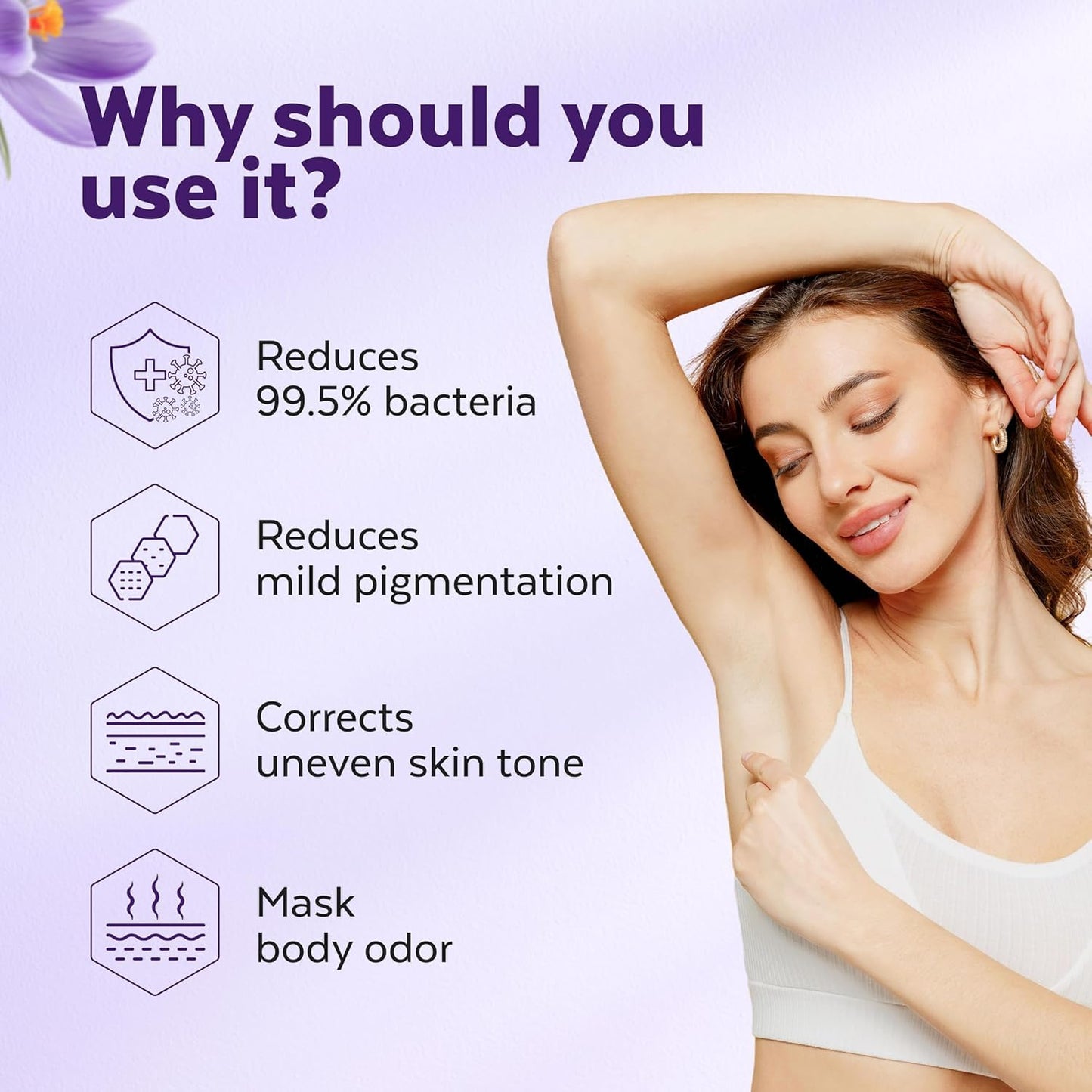 Truewise Underarm Roll On 50ml, 4% Aha Bha,2% Lactic Acid, 1% Mandelic Acid, 1% Salicylic Acid, Controls Odour & Reduces Pigmentation, 0% Aluminium & 0% Alcohol, Long Lasting Flora Fragrance