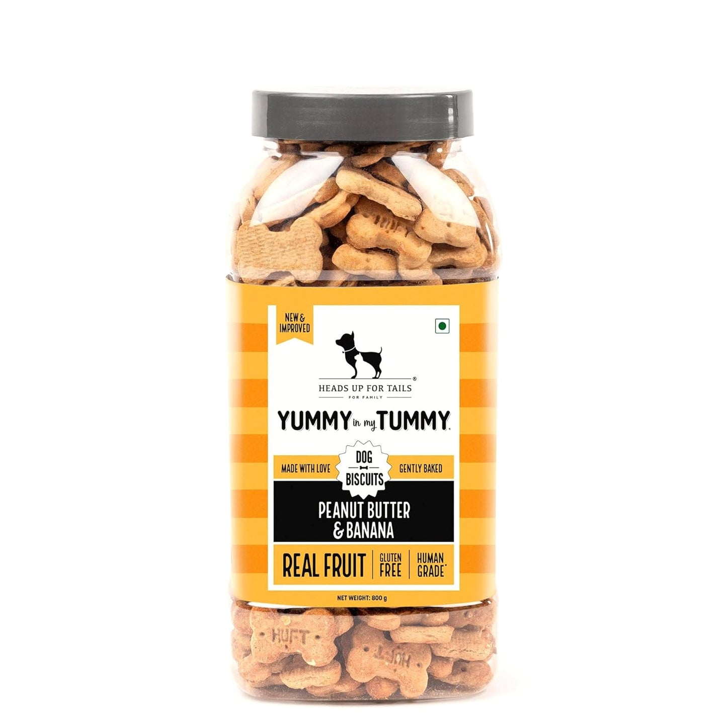 Yummy in My Tummy by HUFT Banana & Peanut Butter Dog Biscuits – 800 gm | Crunchy & Healthy Treats for Dogs | High-Protein Snack | Ideal Training Treat | Suitable for All Life Stages & Breeds Dogs