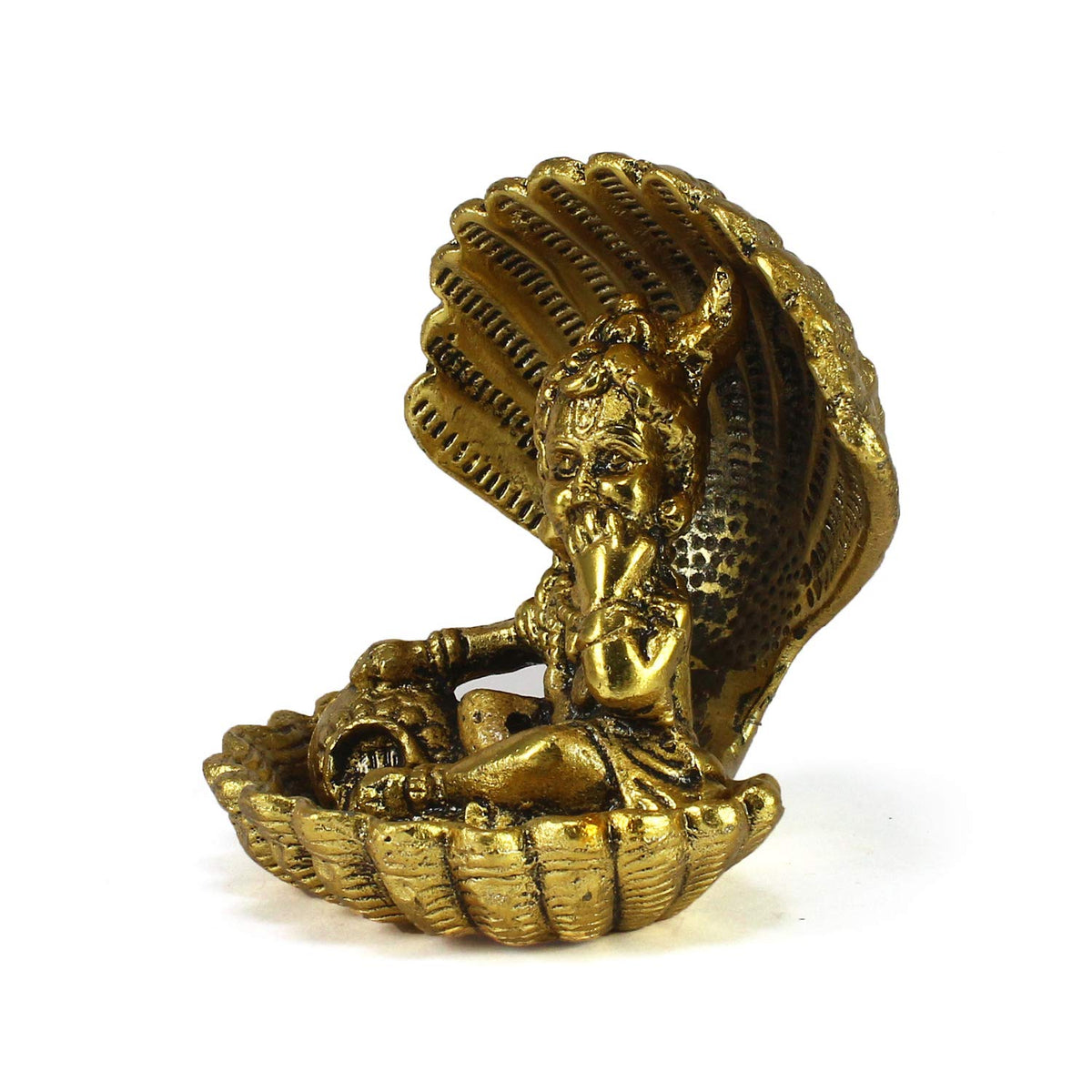 'Golden Bal Gopal Krishna Having Makhan' Decorative Showpiece (Metal, 8 cm x 9 cm, Golden, AGK507)