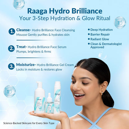 Raaga Professional Hydro Brilliance Face Cleansing Mousse with 2% Lactic Acid and Vitamin E | Paraben Free, Sulphate Free, Dermatologically Tested (100 ml)