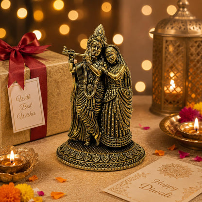 UNOVATE 100% Pure Brass Radha Krishna Murti, Radha Krishna Idol for Gift
