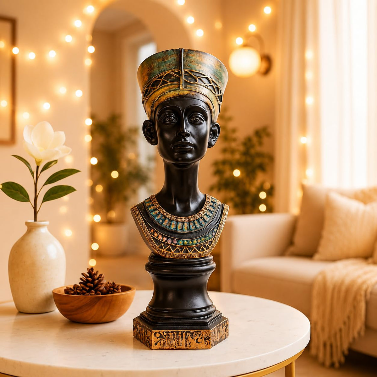 African Lady Statue with Pot|Stunning Cultural Home Décor (Pack of 1, Black & Gold, Model 4)