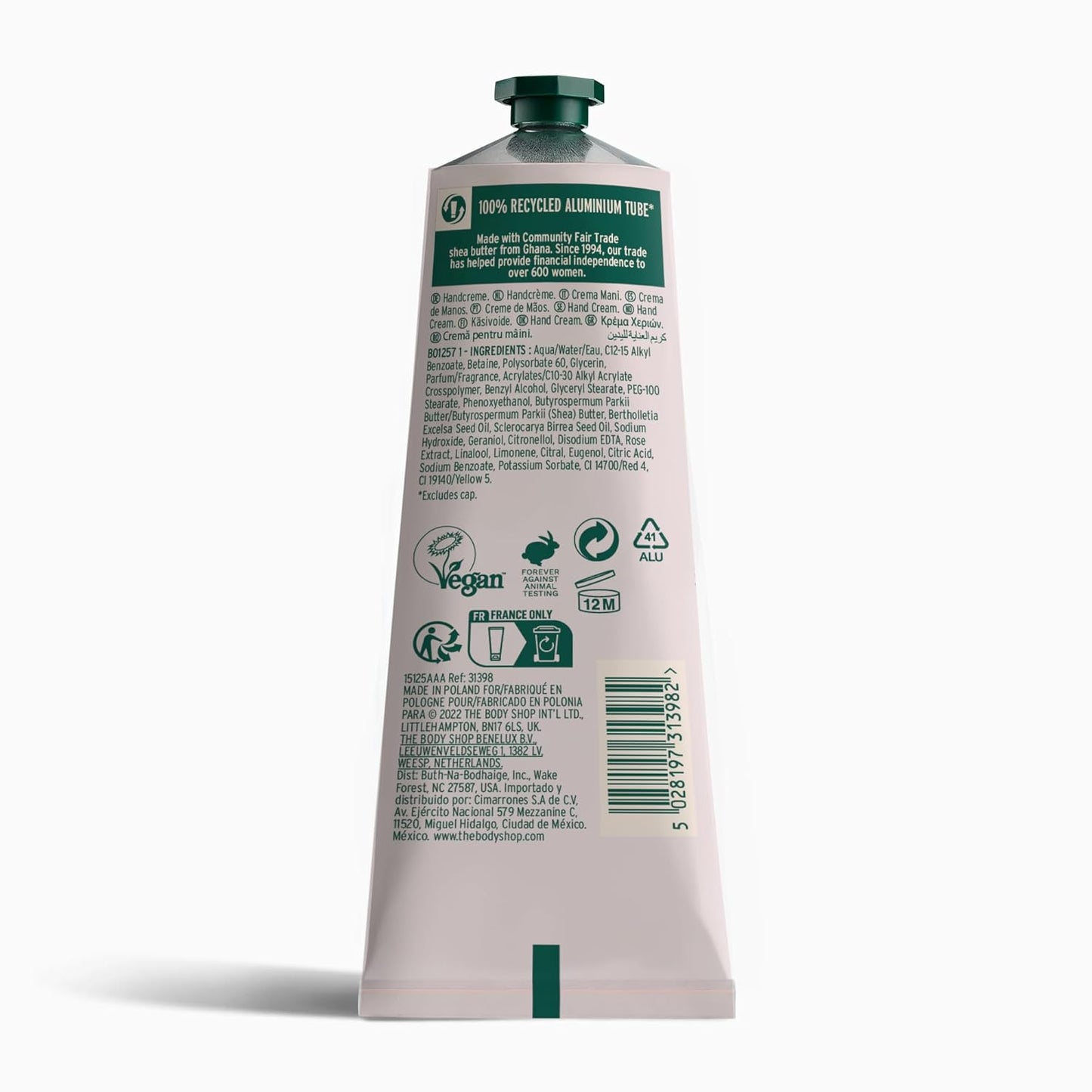 The Body Shop British Rose Petal Soft Hand Cream, 30ml