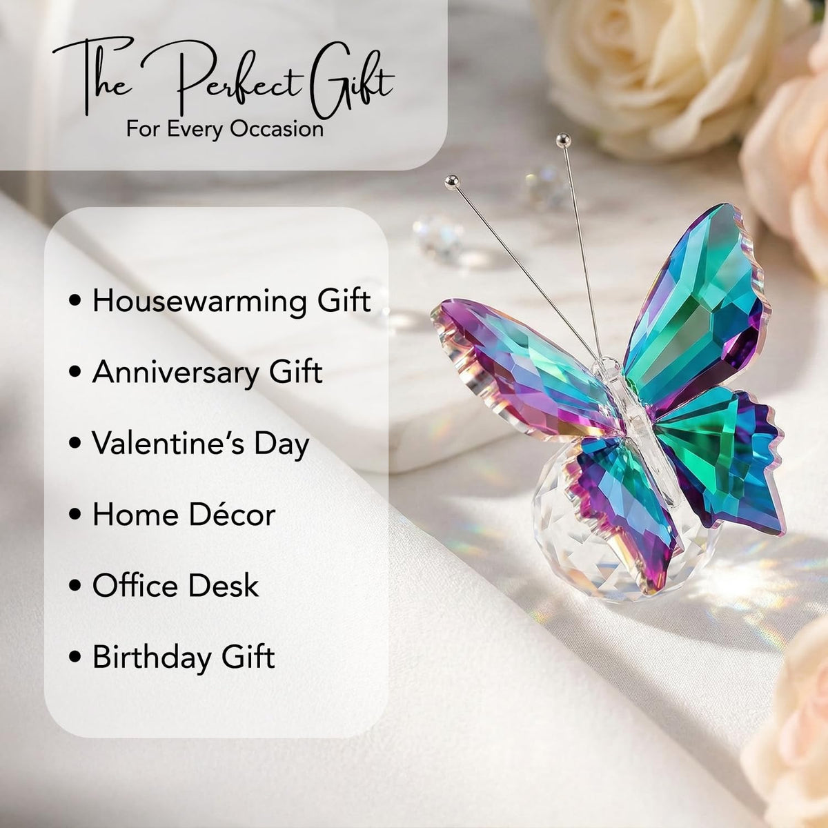 Nostrae Crystal Butterfly Show Pieces for Home Decor Living Room Decorative Items | Glass Showpieces Gift Items for Decoration | Center Table Tv Showcase Office Desk Interior Figurines