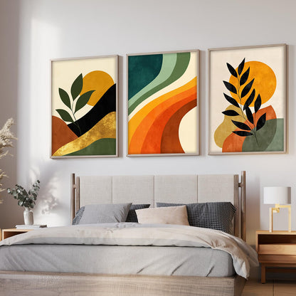 Boho wall Art Paintings Modern Art Framed Wall Painting for Living Room Bedroom - Wall Posters | Paintings with Frame Set of 3 (Boho 2, 13x19 inch)