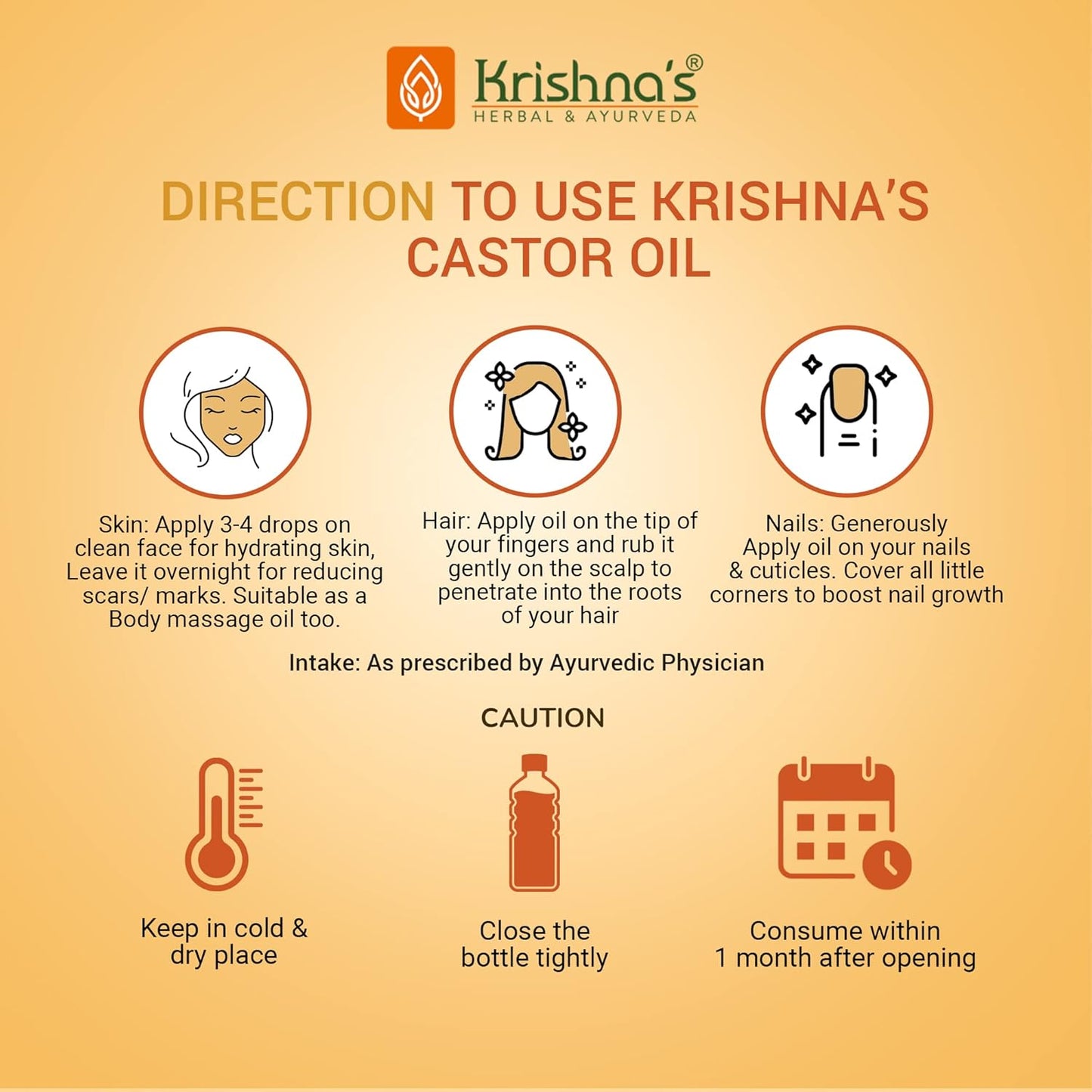 Krishna's Castor Oil | 100% Pure Castor Oil | Cold Pressed -50 ml