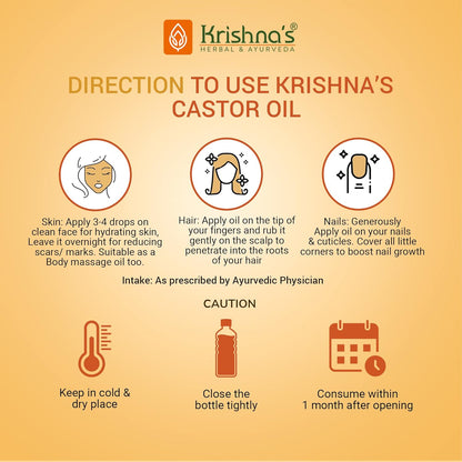 Krishna's Castor Oil | 100% Pure Castor Oil | Cold Pressed -50 ml