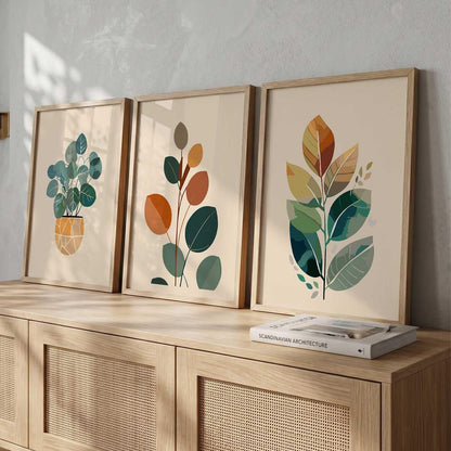 Boho Wall Art Home Decoration Paintings With Frame For Living Room Bed Room Hotel Wall Decor Digital Reprint Set of 3 (13X17 inch)