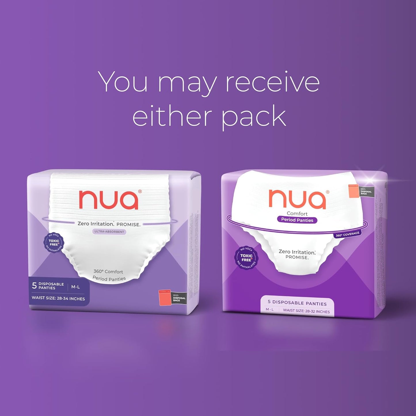 Nua 360° Comfort Period Panties (M-L) | Pack of 5 | Ultra-Absorbent | Zero Irritation | 4X Comfort | for Heavy Flow | No rashes | Leakproof | Seamless | 100% Toxic-Free, Dermatologically Tested