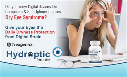 Trexgenics® HYDROPTIC Advanced Dry Eyes & Eye Care One-a-day Vegetarian formula with Lutein, Zeaxanthin, Bilberry, Gingko, Pine Bark, Vitamin C, Zinc &Vitamin A (30 Vcaps) (1)