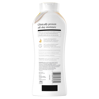 Back label of a skincare product bottle on a white background