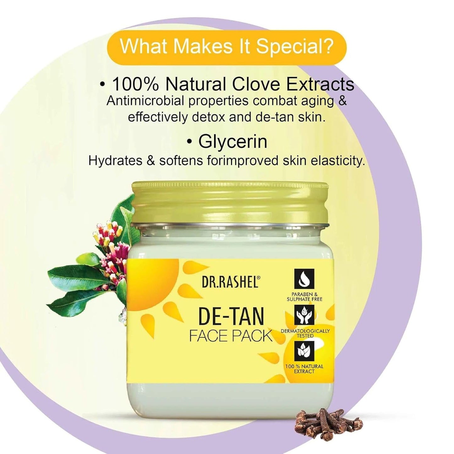 DR.RASHEL De-Tan Face Pack for Glowing Skin, Oil Control, Acne, Pimples, Detan, Blemishes, Pigmentation & Brightening, Face Cleansing for Face & Body (380 Ml)