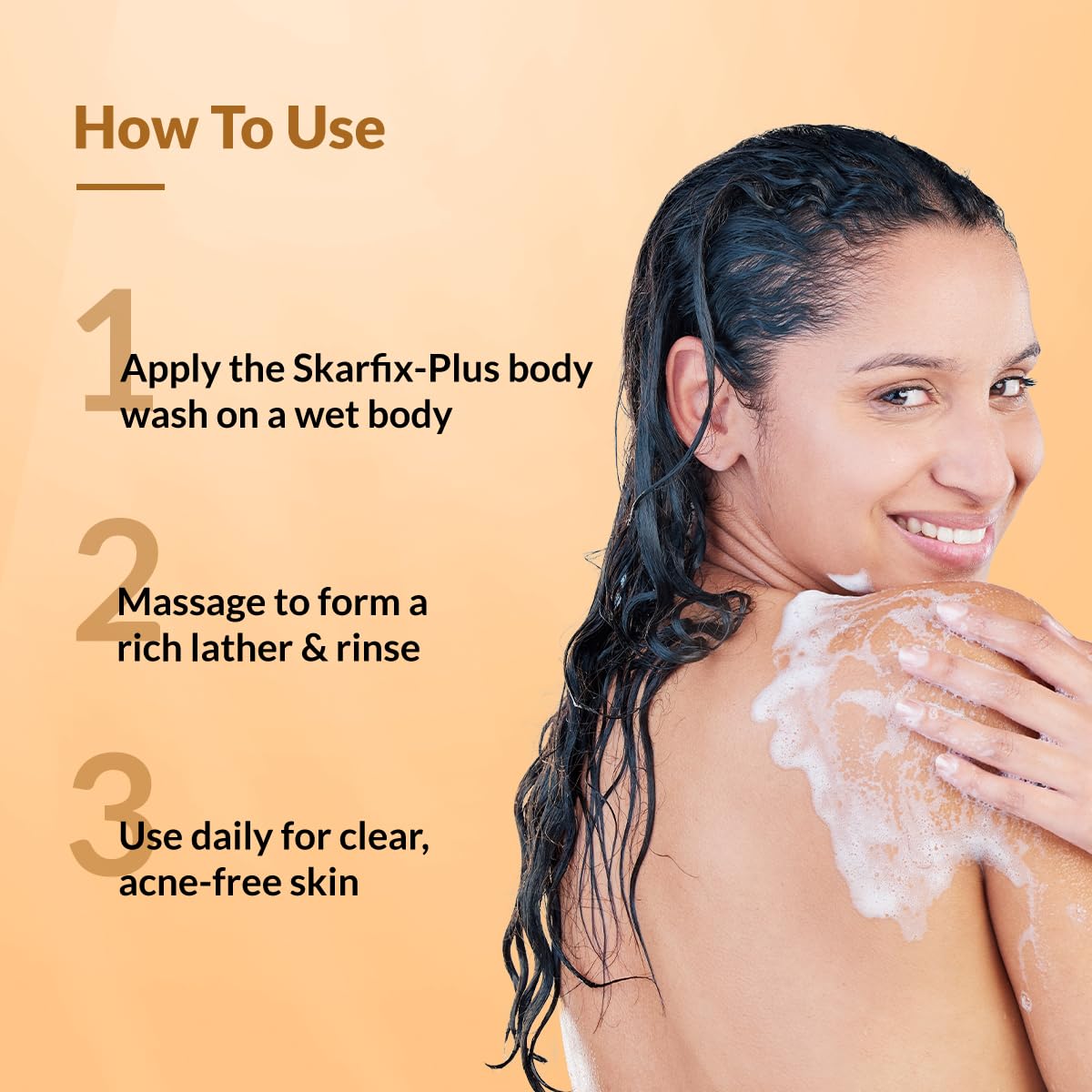 Fixderma Skarfix Plus Brightening Body Wash with 4% Actives (Kojic Acid, Niacinamide Acid, & Vitamin E) | Skin Brightening Body Wash Shower Gel Women & Men | For Hyperpigmentation & Acne Marks - 200ml