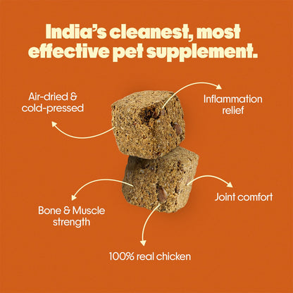 Hope Hip & Joint Health Supplement Dogs 60 Chicken hoplets| Pet Chews with Glucosamine, Chondroitin, MSM, Turmeric| Cold-Pressed | Air-Dried | Hypoallergenic| Dog Supplement |Honest Pet Co